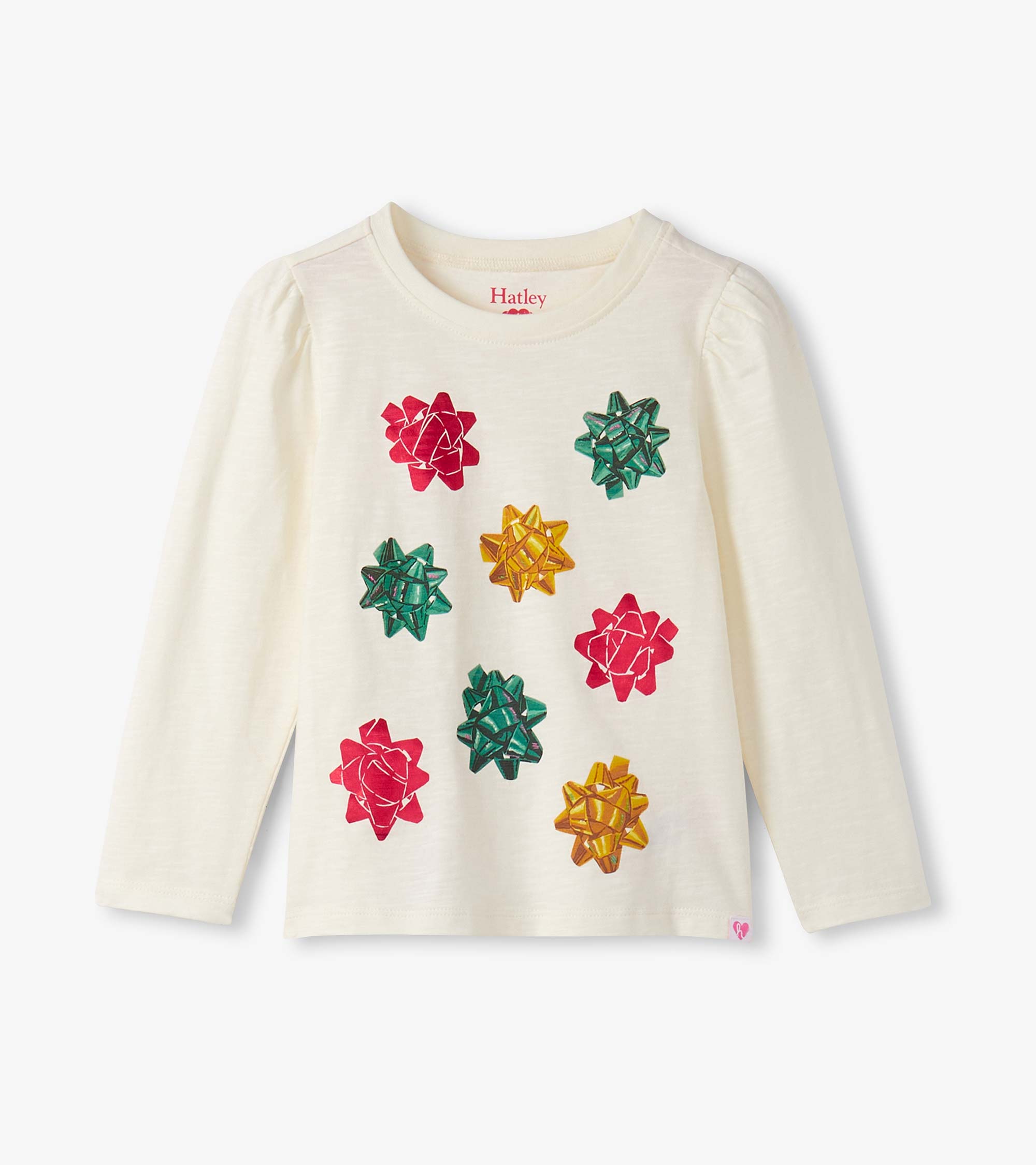 Girls Festive Bows Puff Sleeve Graphic Tee | Hatley Sale Girls
