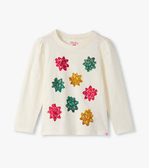 Girls Festive Bows Puff Sleeve Graphic Tee | Hatley Sale Girls