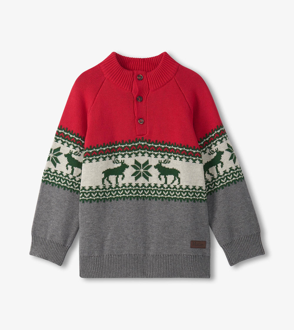 Boys Holiday Elk Mockneck Sweater | Hatley Onsale Boys