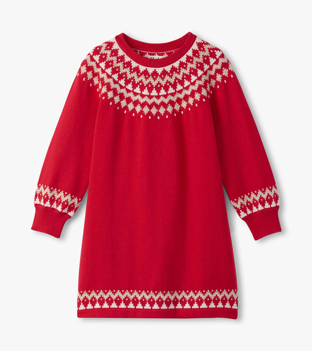 Girls Holiday Fair Isle Swing Sweater Dress | Hatley Girls