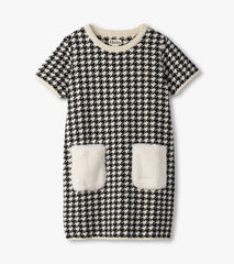 Girls Houndstooth Sweater Dress with Faux Fur Pockets | Hatley Outlet Girls