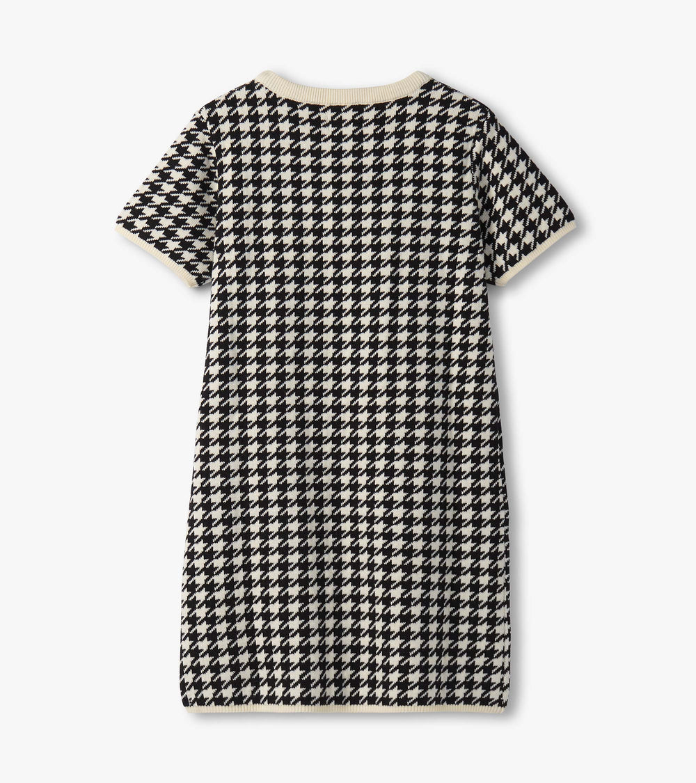 Girls Houndstooth Sweater Dress with Faux Fur Pockets | Hatley Outlet Girls