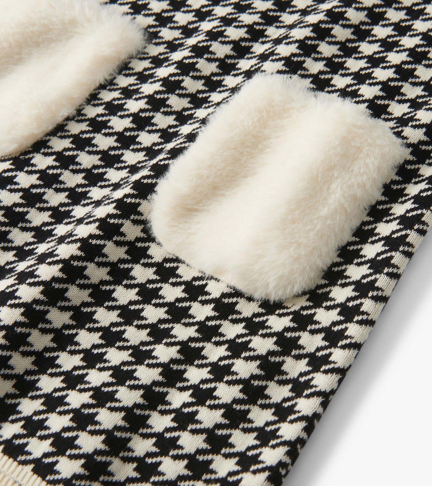 Girls Houndstooth Sweater Dress with Faux Fur Pockets | Hatley Outlet Girls