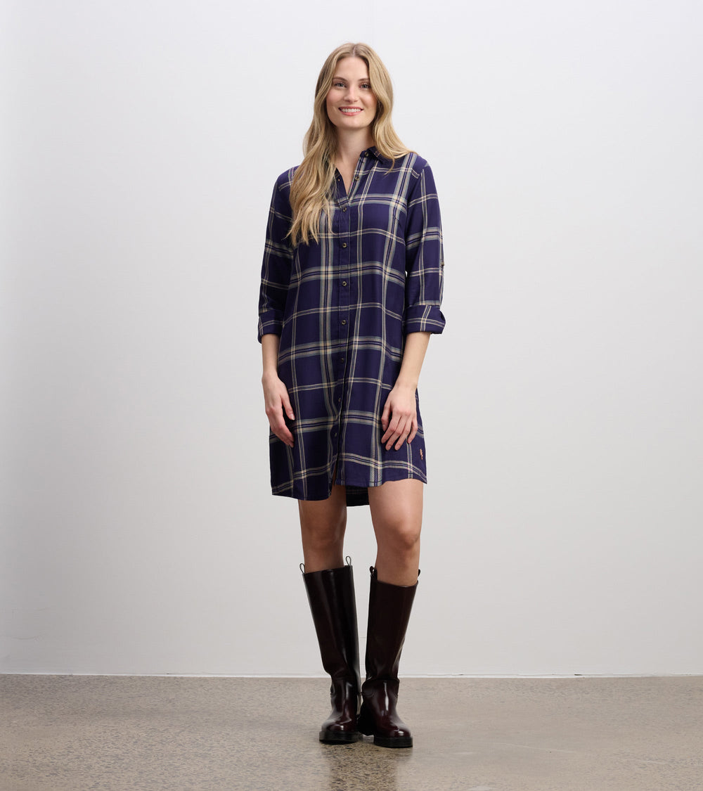 Cara Shirt Dress - Heirloom Navy Plaid | Hatley For Women