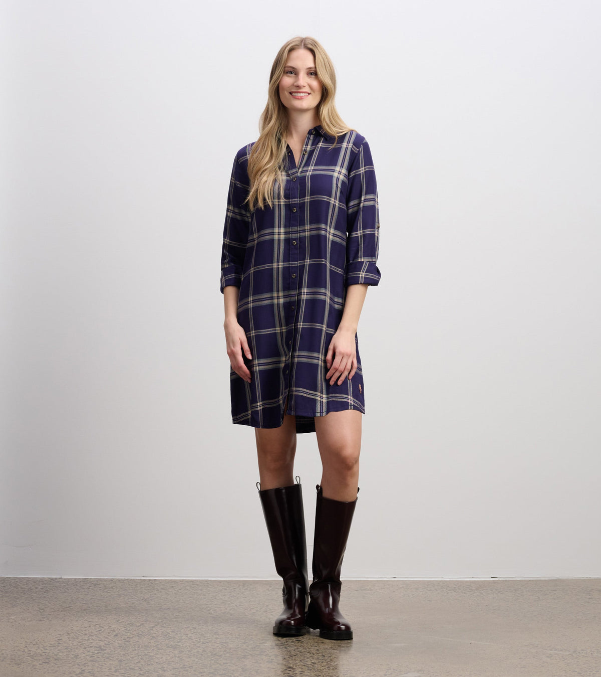 Cara Shirt Dress - Heirloom Navy Plaid | Hatley For Women