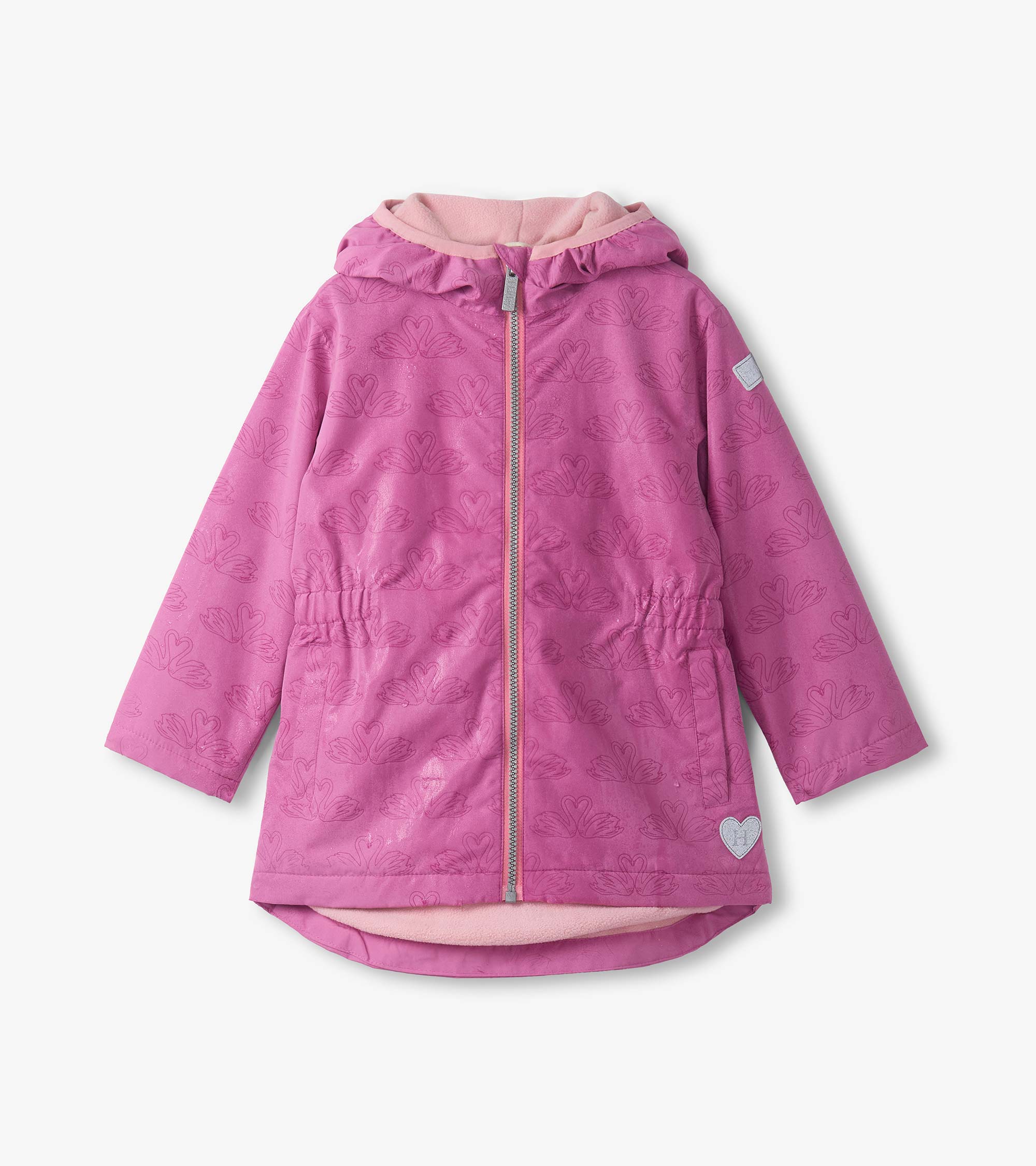 Girls Heart Swans Color Changing Zip-Up Rain Jacket | Hatley Discount Girls