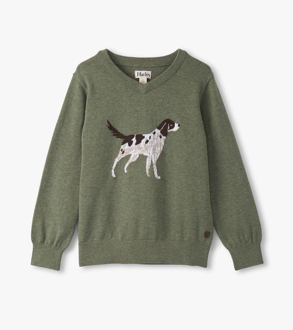 Boys Hunting Dogs V-Neck Sweater | Hatley For Boys