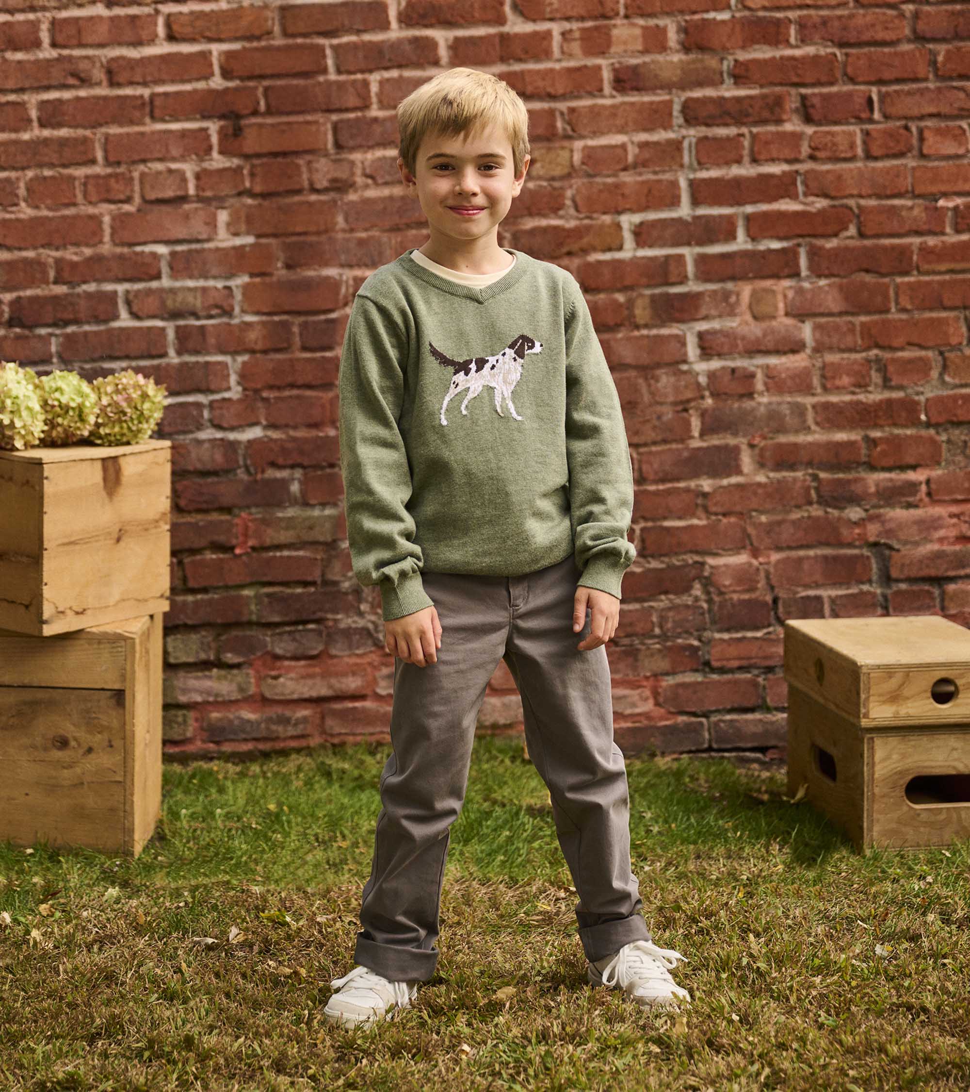 Boys Hunting Dogs V-Neck Sweater | Hatley For Boys