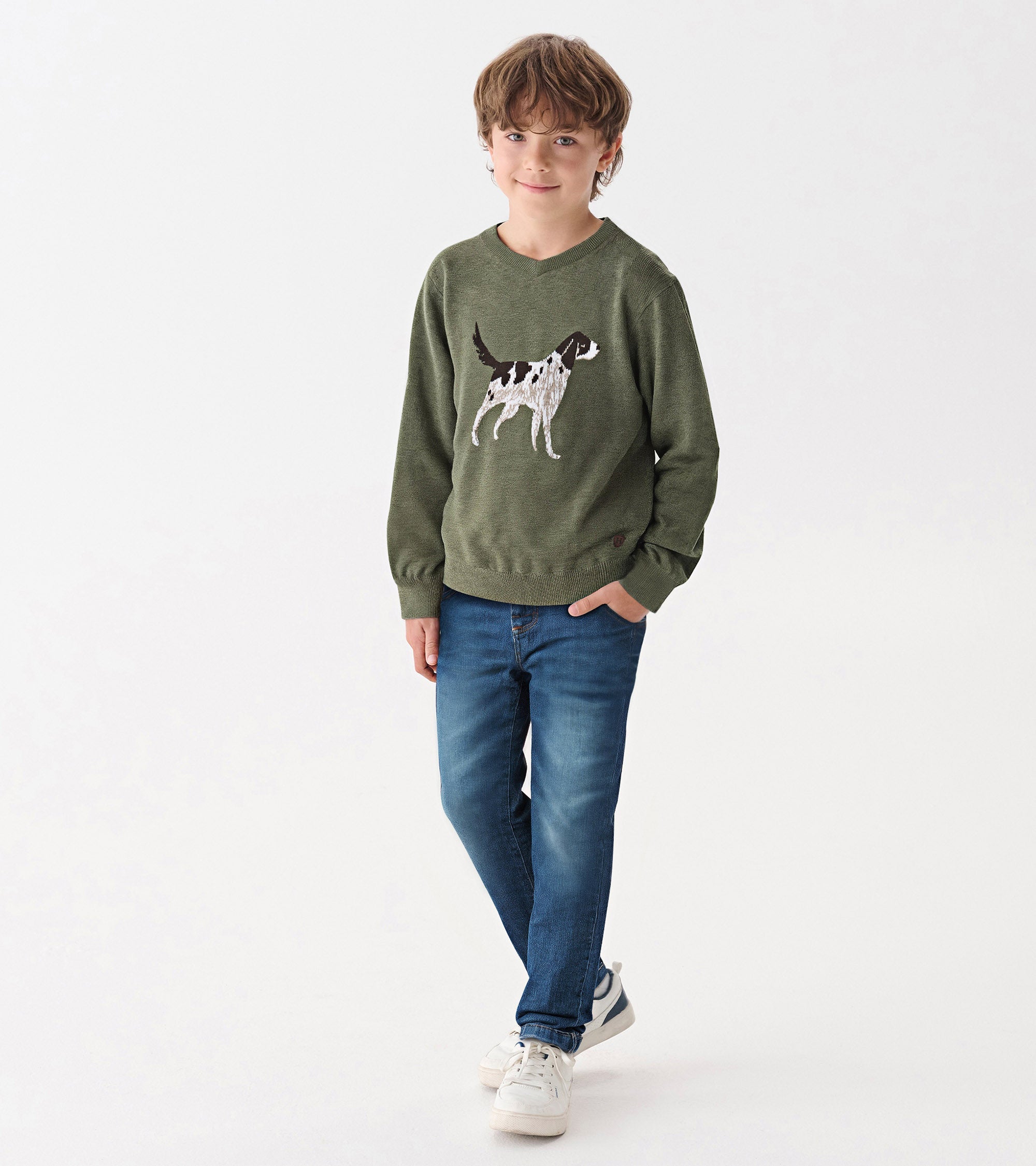 Boys Hunting Dogs V-Neck Sweater | Hatley For Boys