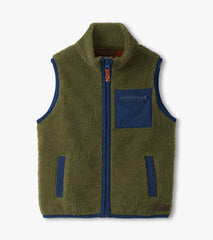 Boys Loden Green Faux Sherpa Vest | Hatley Outlet Boys