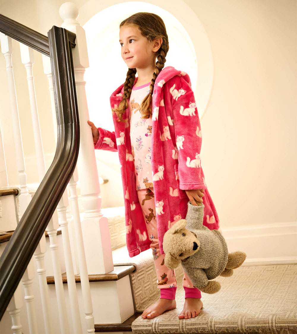 Girls Little Kitties Fuzzy Fleece Robe | Hatley