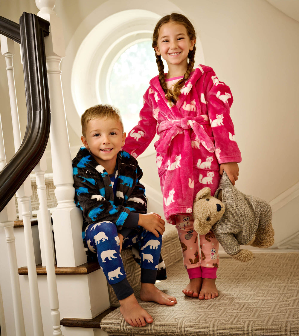 Girls Little Kitties Fuzzy Fleece Robe | Hatley
