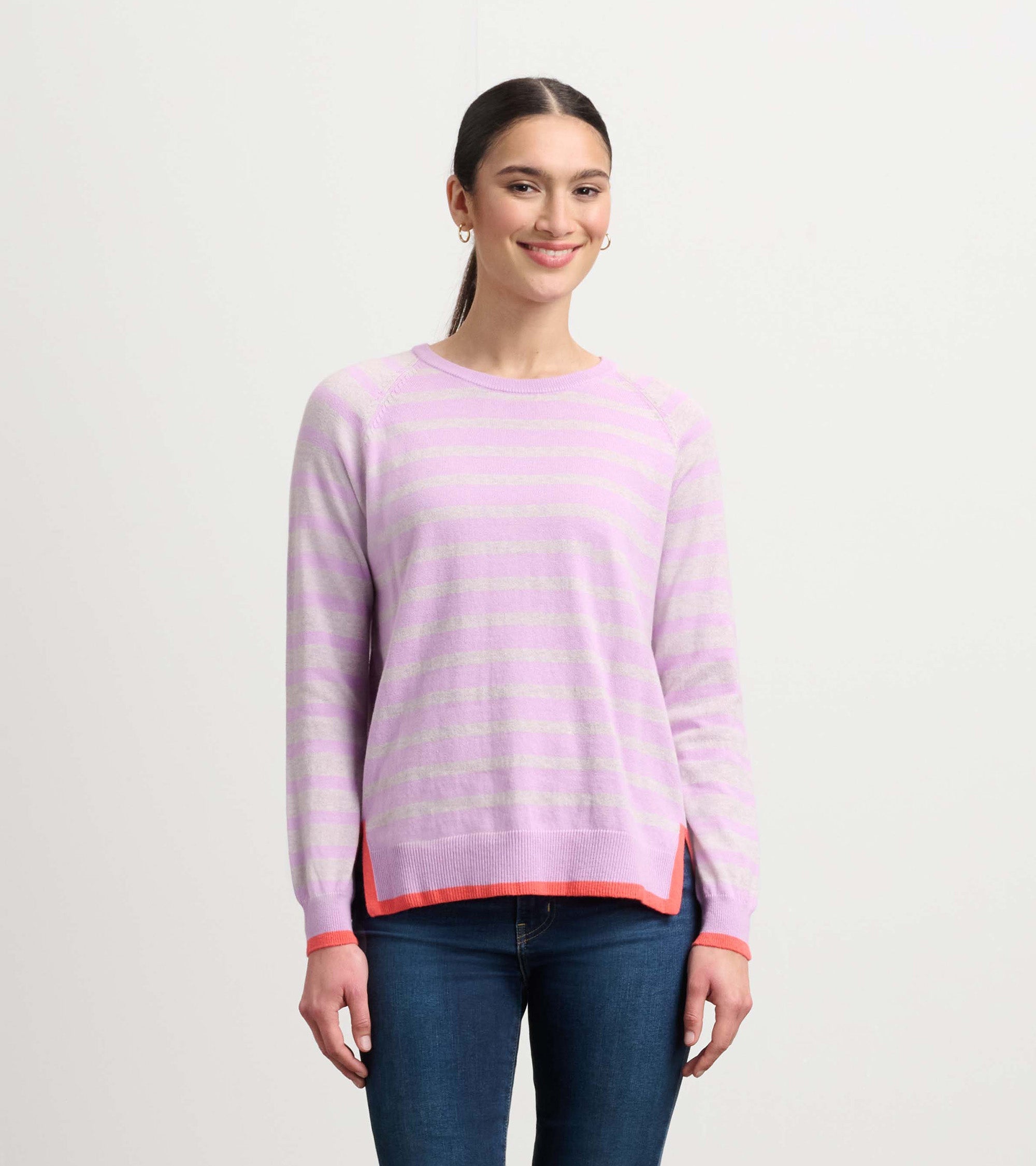 Olivia Sweater - Lilac Pink Stripes | Hatley