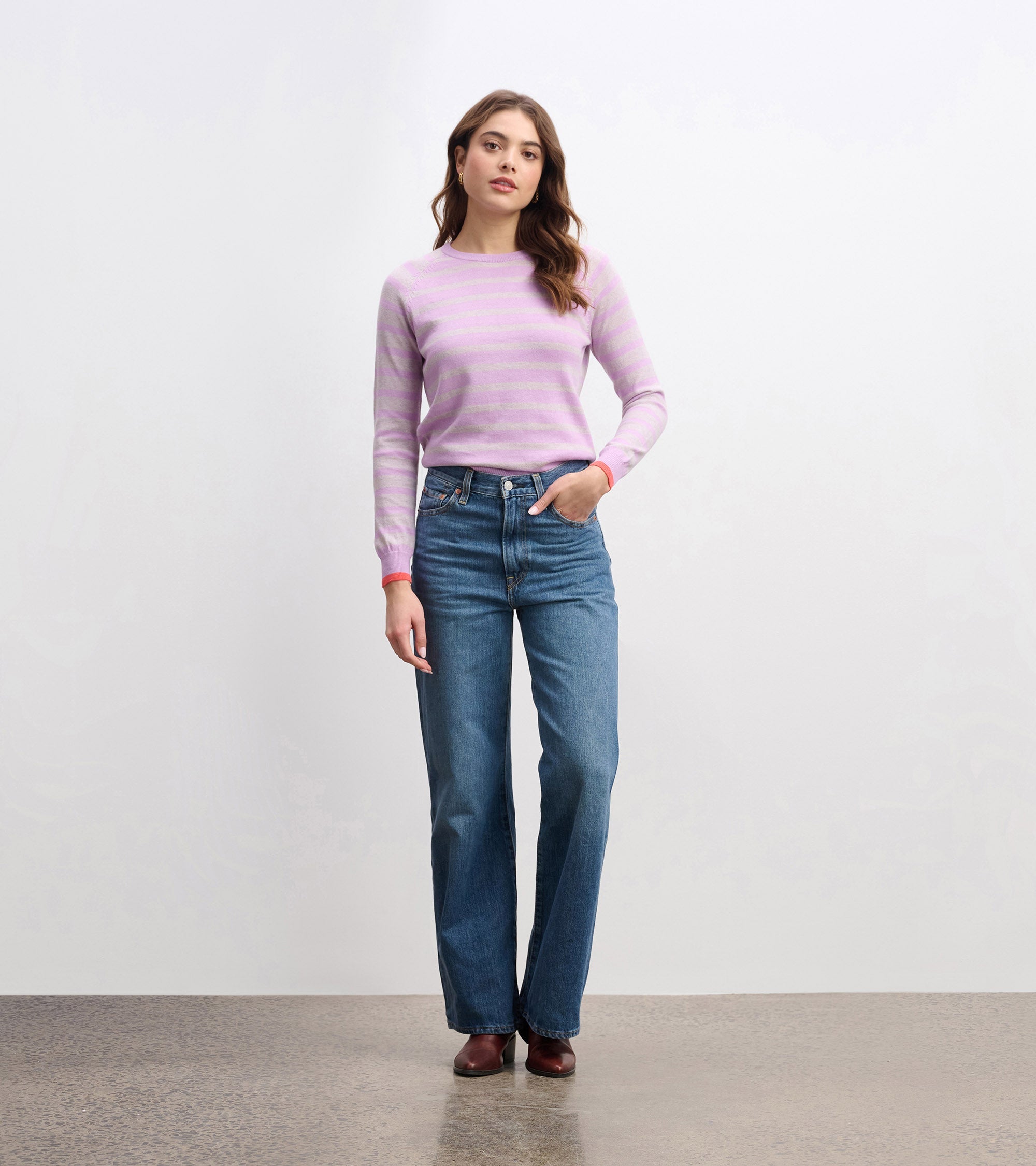 Olivia Sweater - Lilac Pink Stripes | Hatley