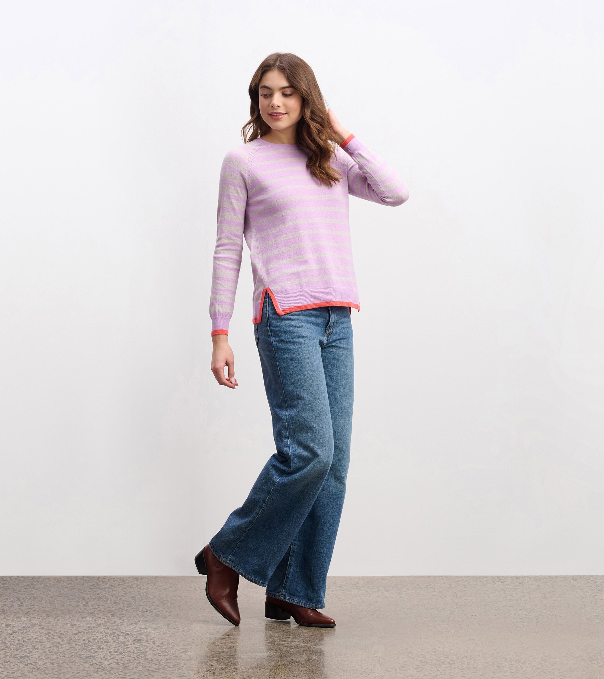 Olivia Sweater - Lilac Pink Stripes | Hatley