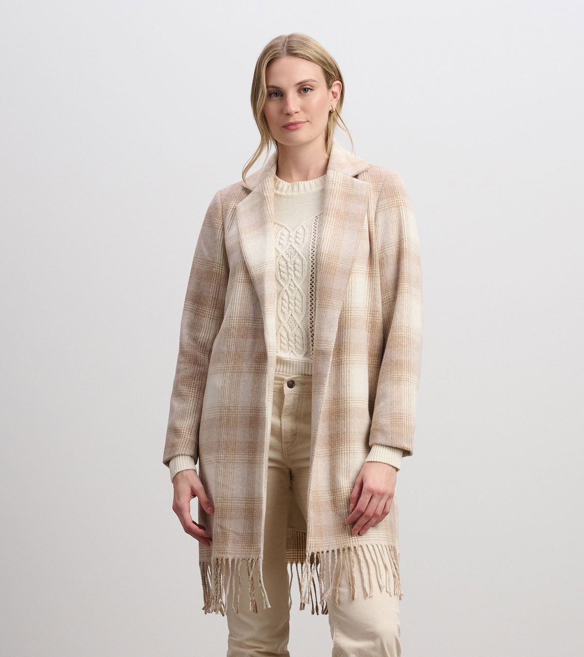 Fringe Jacket - Light Taupe Plaid | Hatley US Women