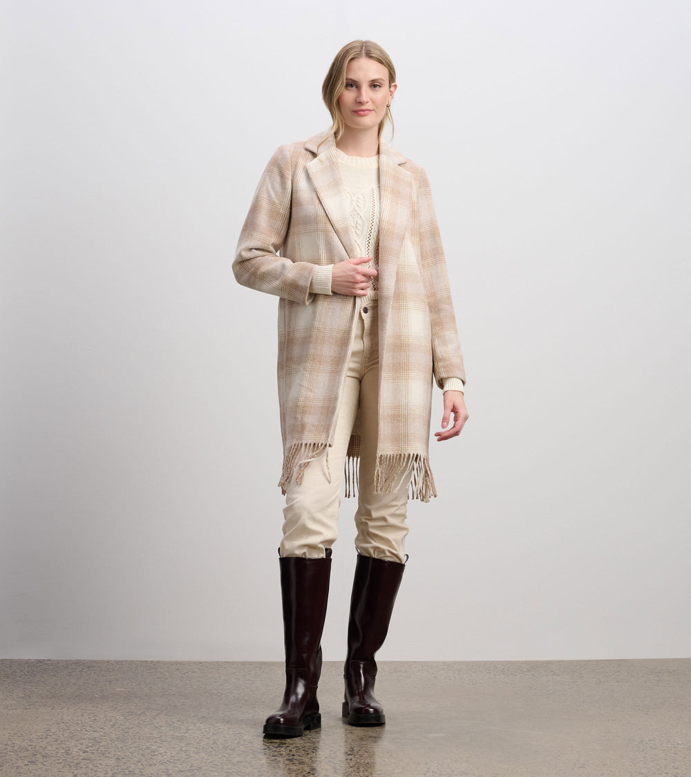 Fringe Jacket - Light Taupe Plaid | Hatley US Women
