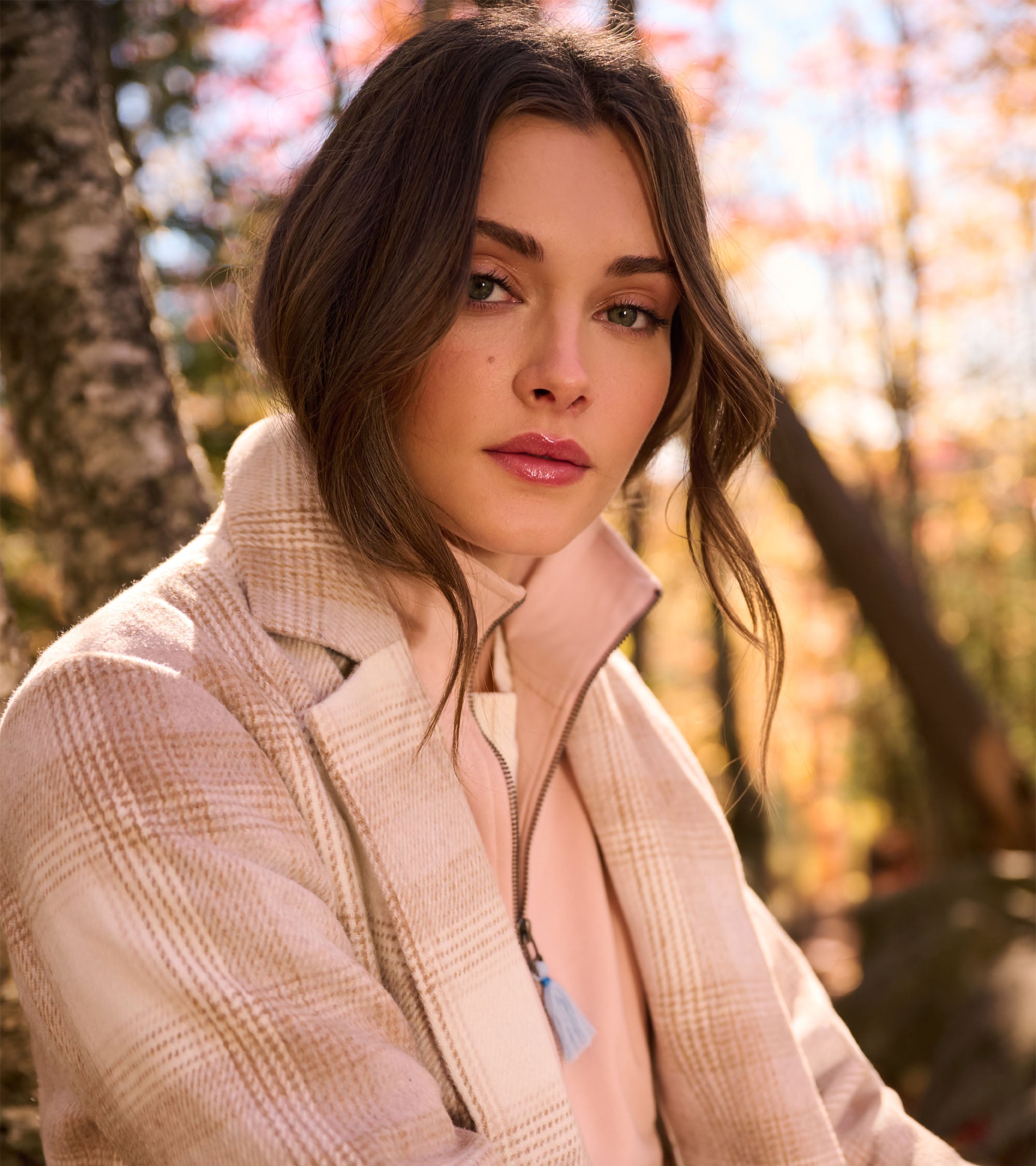 Fringe Jacket - Light Taupe Plaid | Hatley US Women