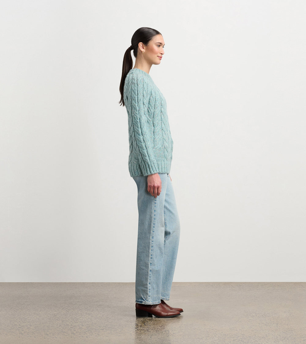 Dylan Cable Knit Sweater - Light Turquoise | Hatley Women