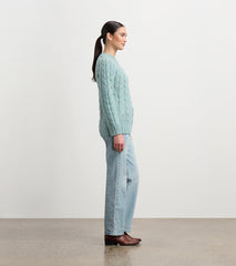 Dylan Cable Knit Sweater - Light Turquoise | Hatley Women