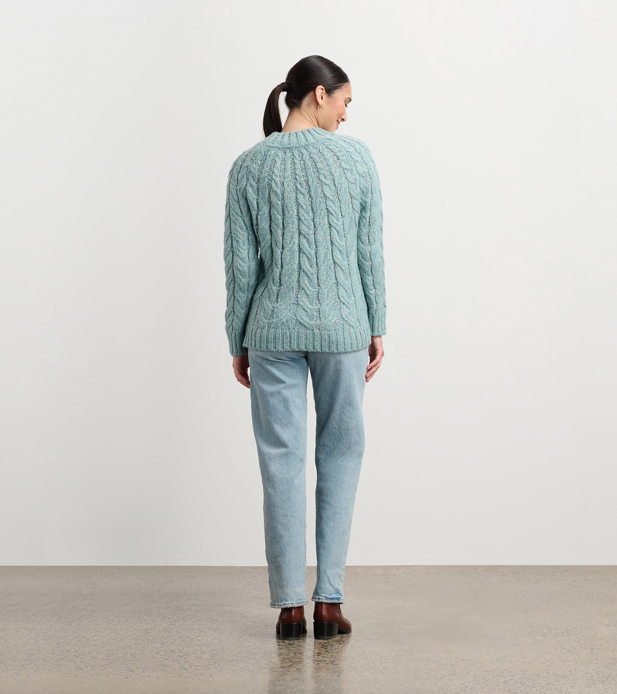 Dylan Cable Knit Sweater - Light Turquoise | Hatley Women