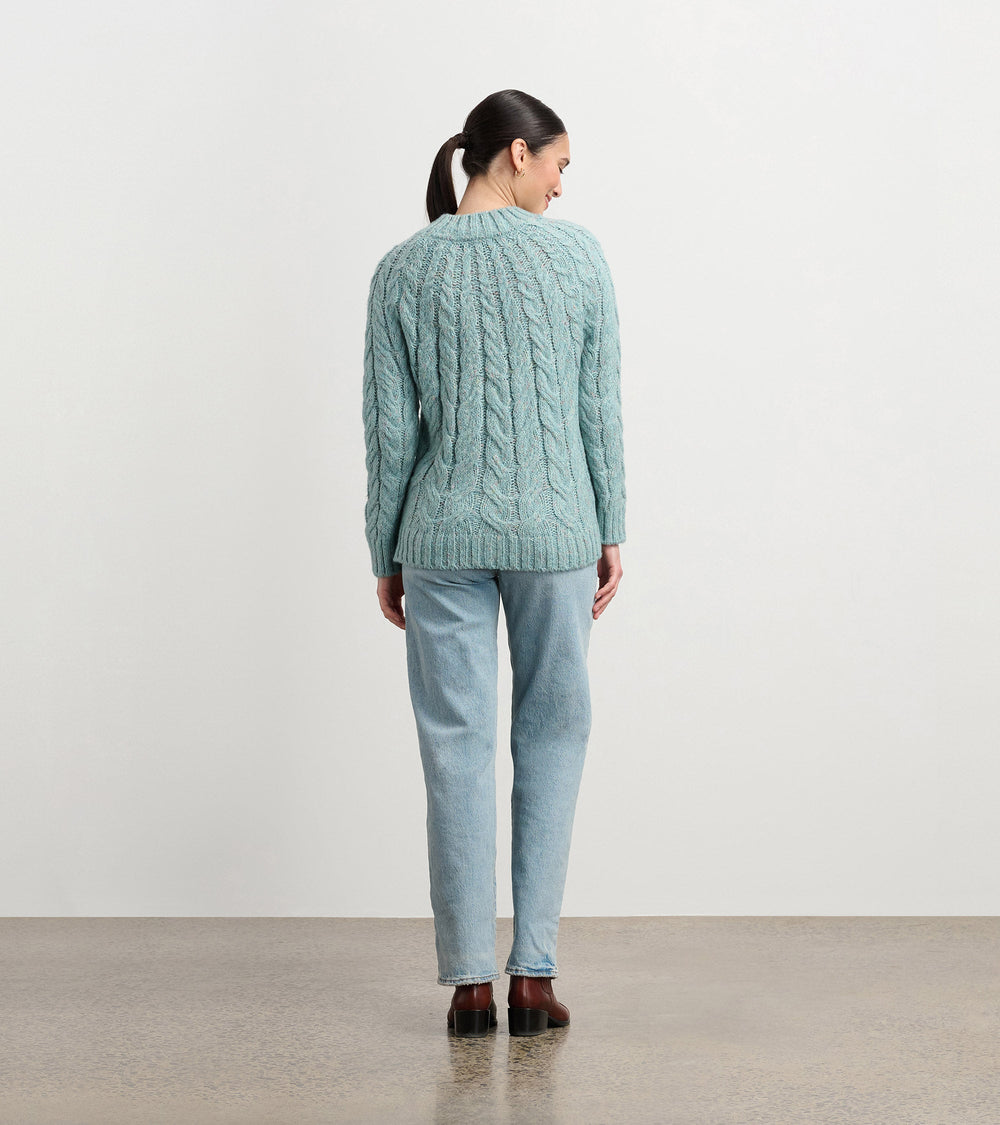 Dylan Cable Knit Sweater - Light Turquoise | Hatley Women