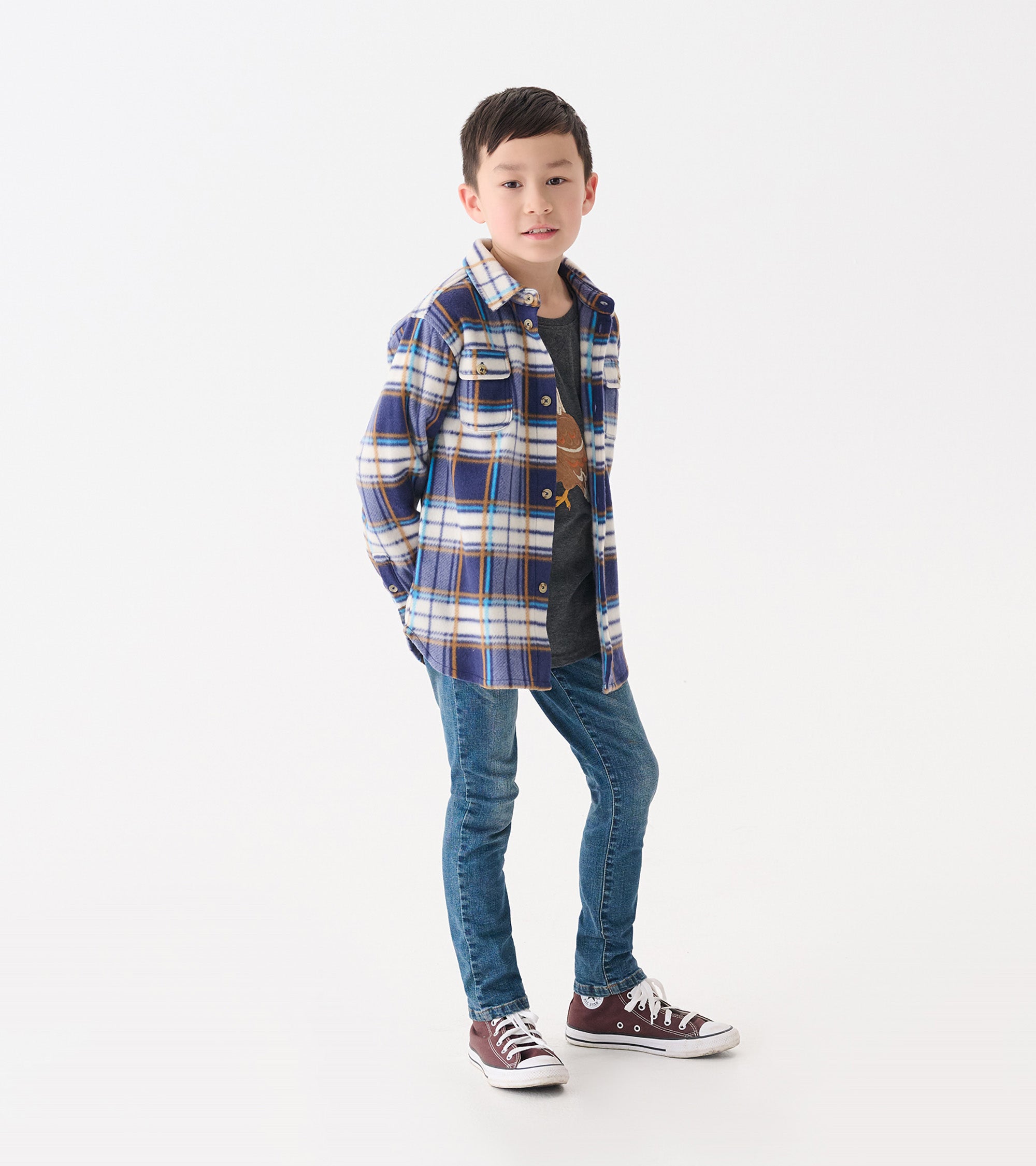 Boys Mountain Top Plaid Fleece Button-Up Shirt | Hatley