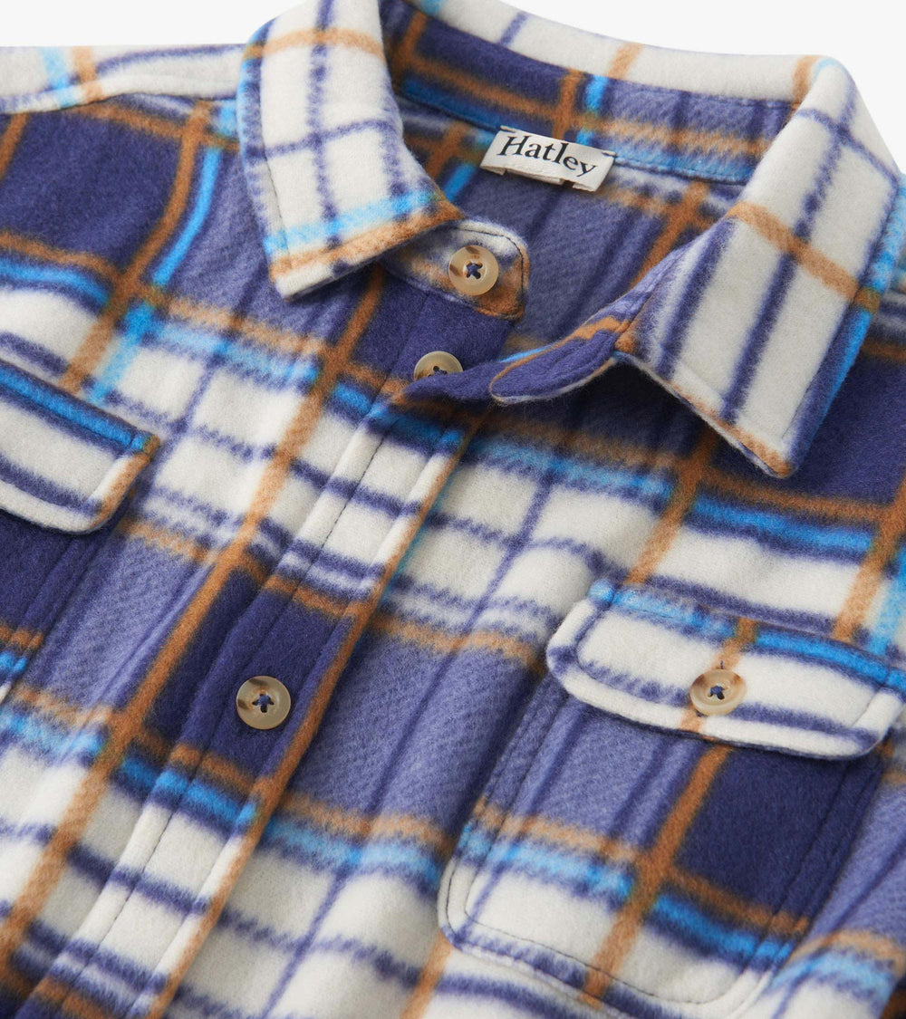 Boys Mountain Top Plaid Fleece Button-Up Shirt | Hatley