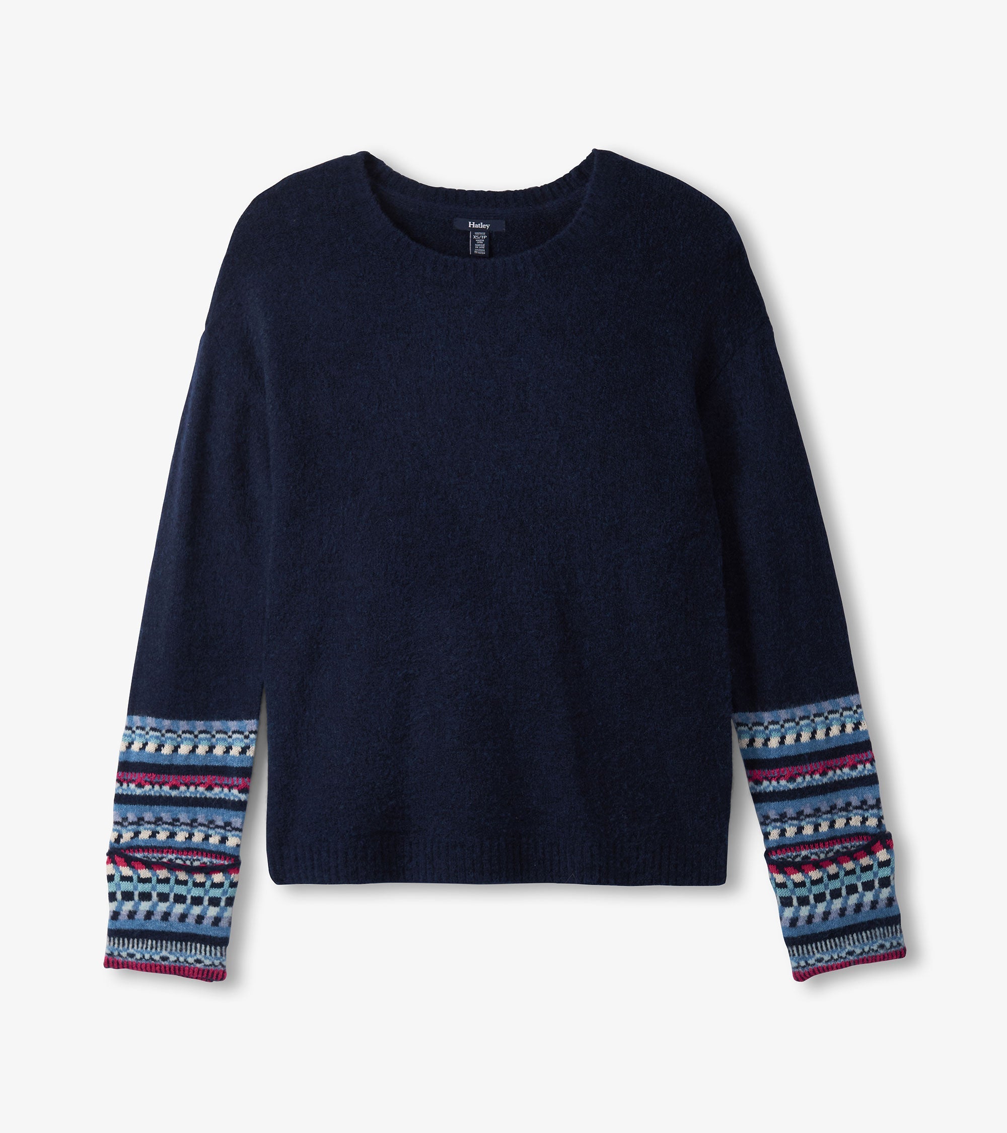 Jacquard Cuff Sweater - Navy | Hatley For Women