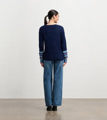 Jacquard Cuff Sweater - Navy | Hatley For Women