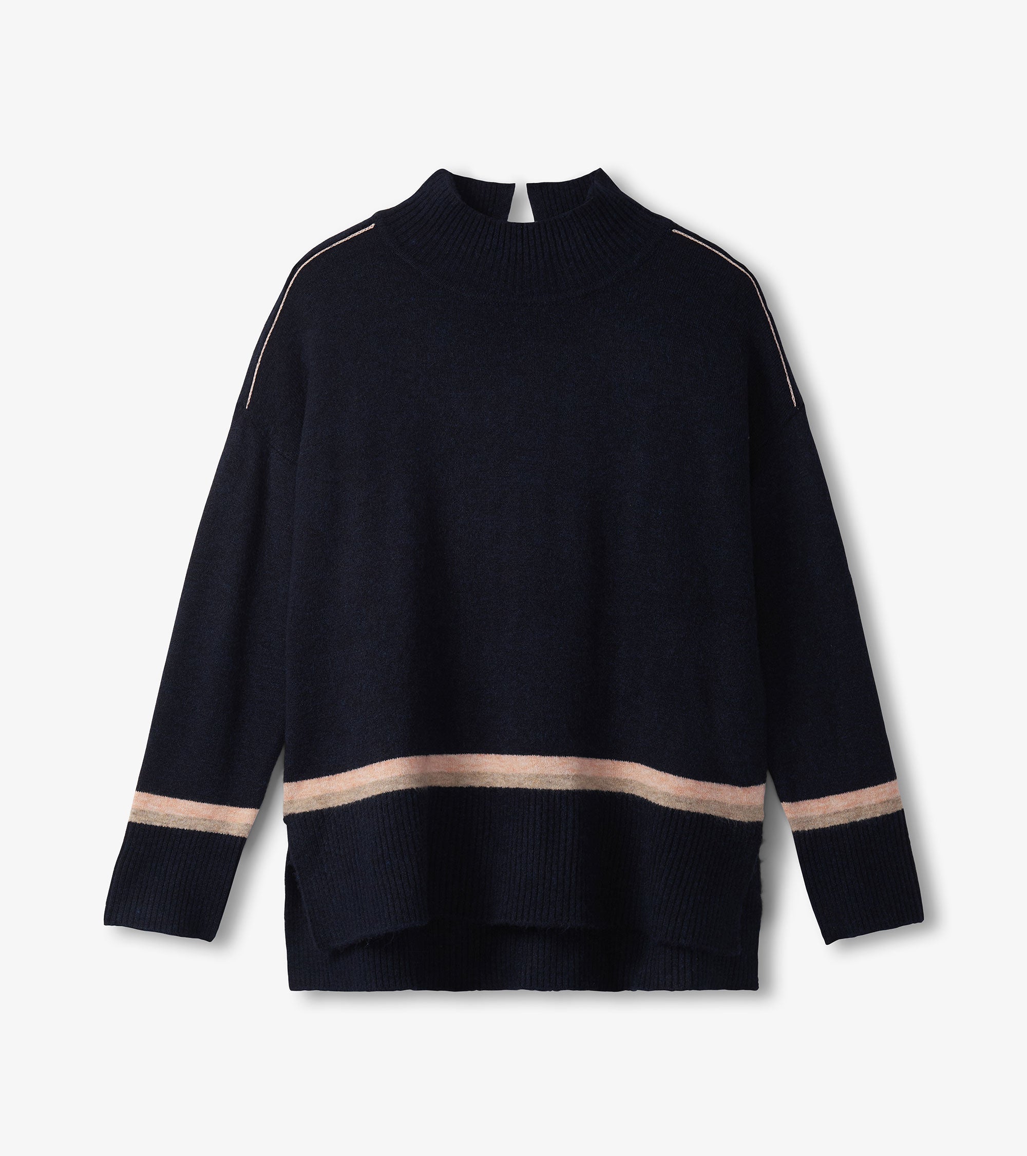 Mock Neck Sweater - Navy Stripe | Hatley For Women