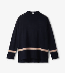 Mock Neck Sweater - Navy Stripe | Hatley For Women