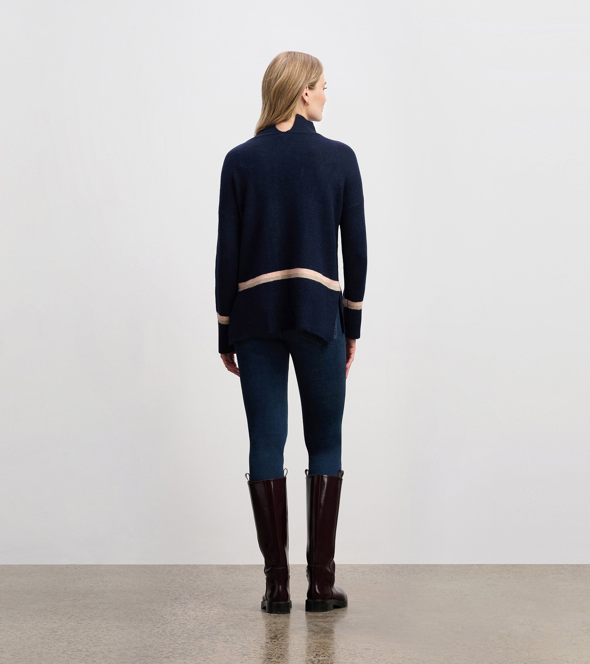 Mock Neck Sweater - Navy Stripe | Hatley For Women