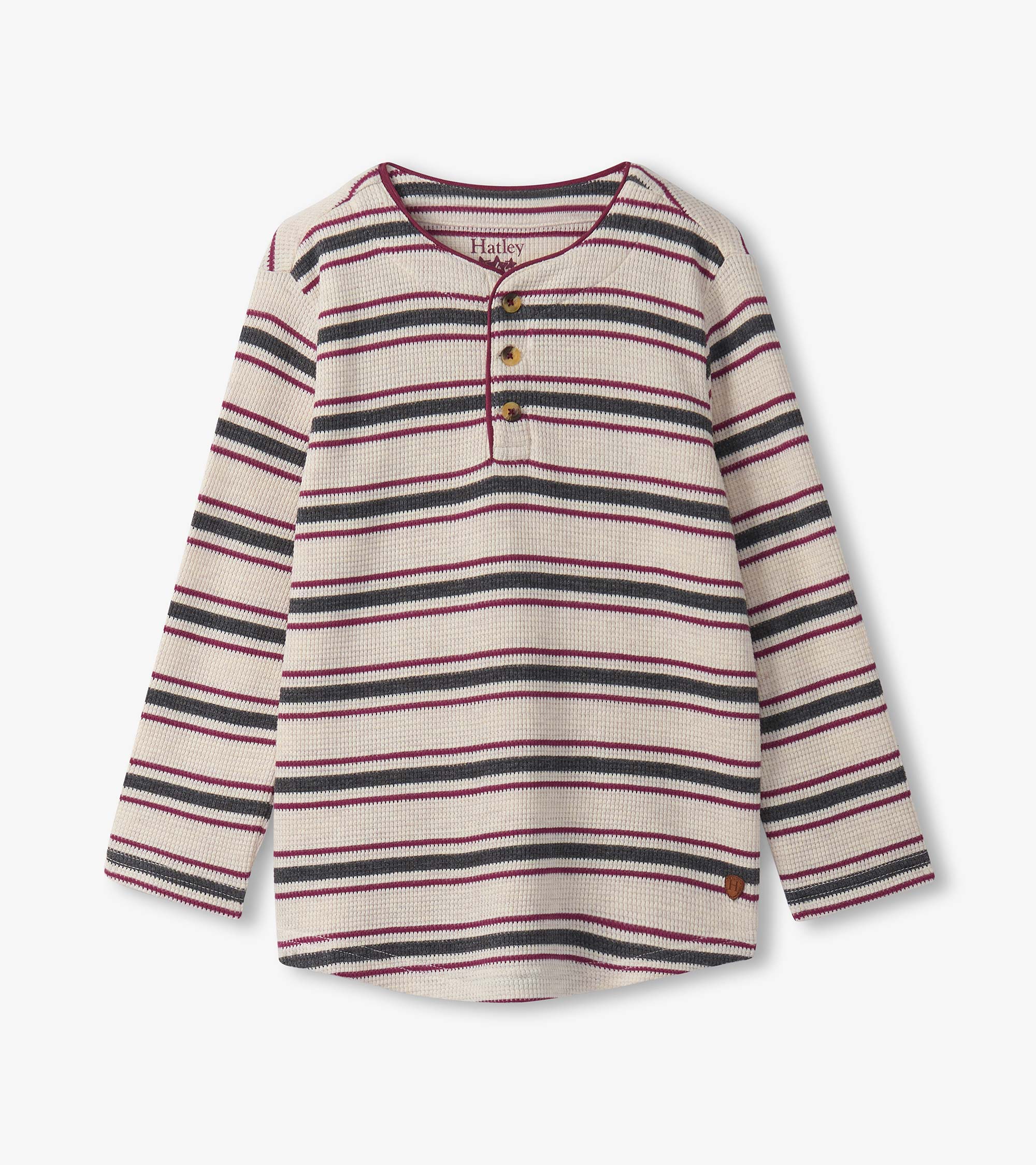 Boys Oatmeal Melange Stripes Waffle Henley | Hatley US Boys