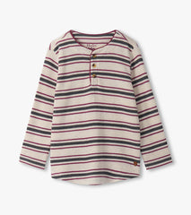 Boys Oatmeal Melange Stripes Waffle Henley | Hatley US Boys