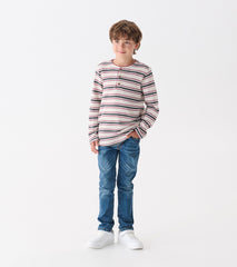Boys Oatmeal Melange Stripes Waffle Henley | Hatley US Boys