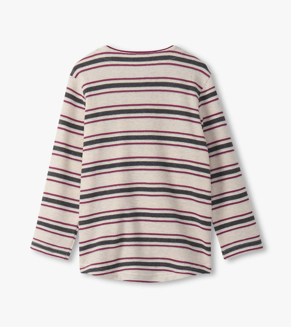 Boys Oatmeal Melange Stripes Waffle Henley | Hatley US Boys