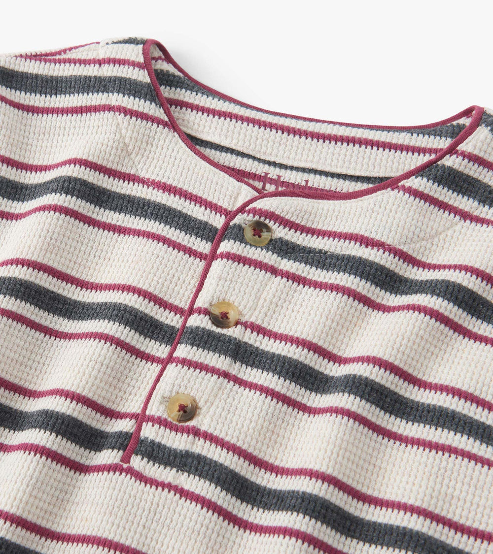 Boys Oatmeal Melange Stripes Waffle Henley | Hatley US Boys