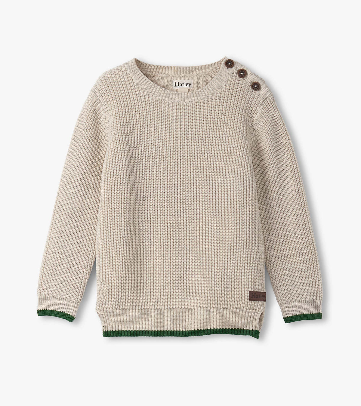 Boys Oatmeal Melange Button Neck Sweater | Hatley US Boys