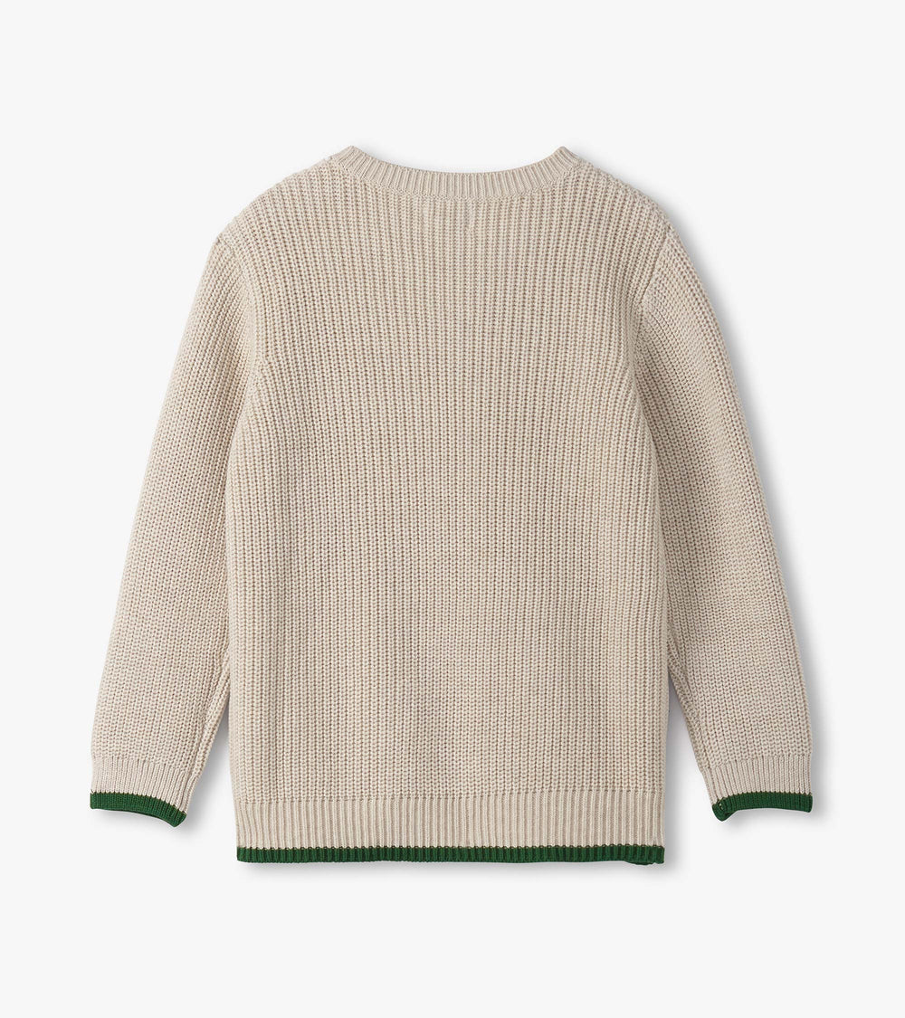 Boys Oatmeal Melange Button Neck Sweater | Hatley US Boys