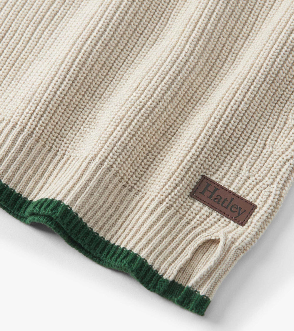 Boys Oatmeal Melange Button Neck Sweater | Hatley US Boys