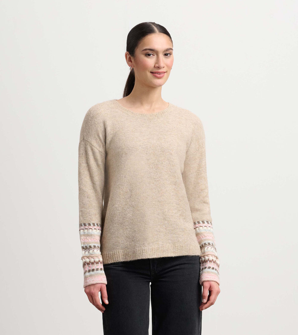 Jacquard Cuff Sweater - Oatmeal Melange | Hatley US Women