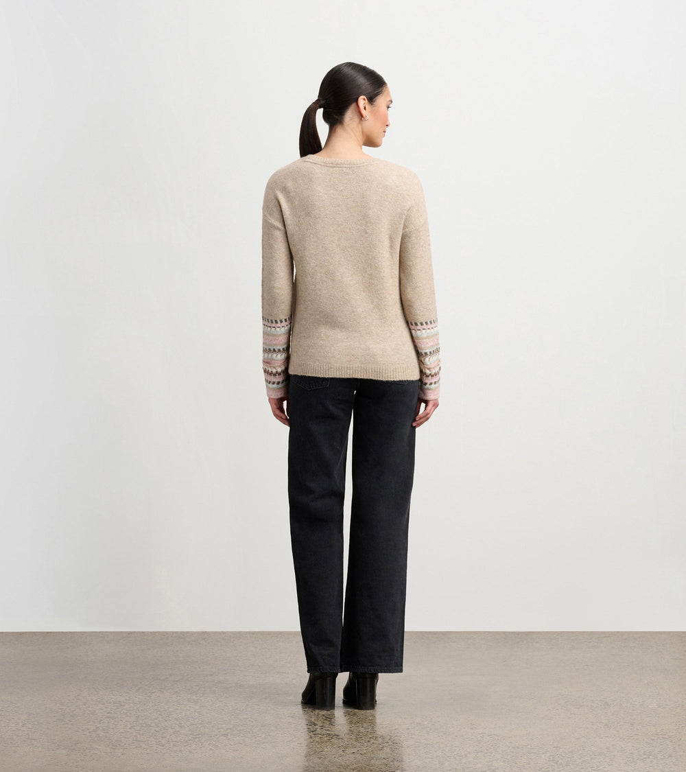 Jacquard Cuff Sweater - Oatmeal Melange | Hatley US Women