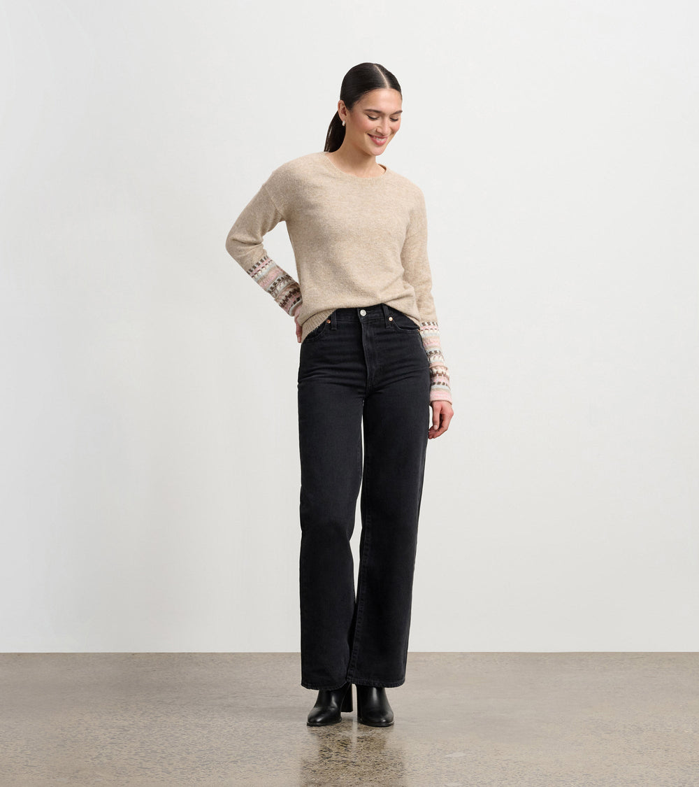 Jacquard Cuff Sweater - Oatmeal Melange | Hatley US Women