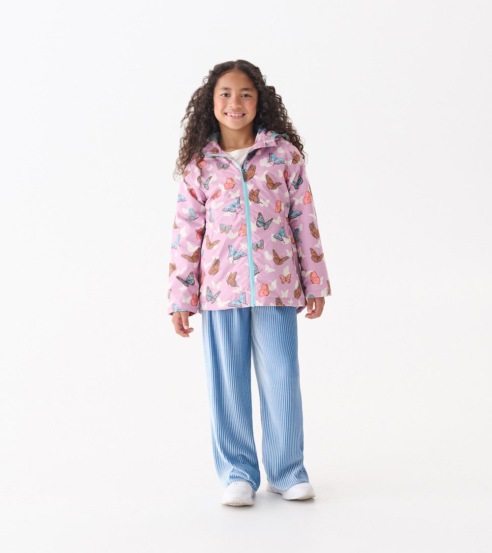 Girls Pop-Out Butterflies Zip-Up Lightweight Rain Jacket | Hatley For Girls