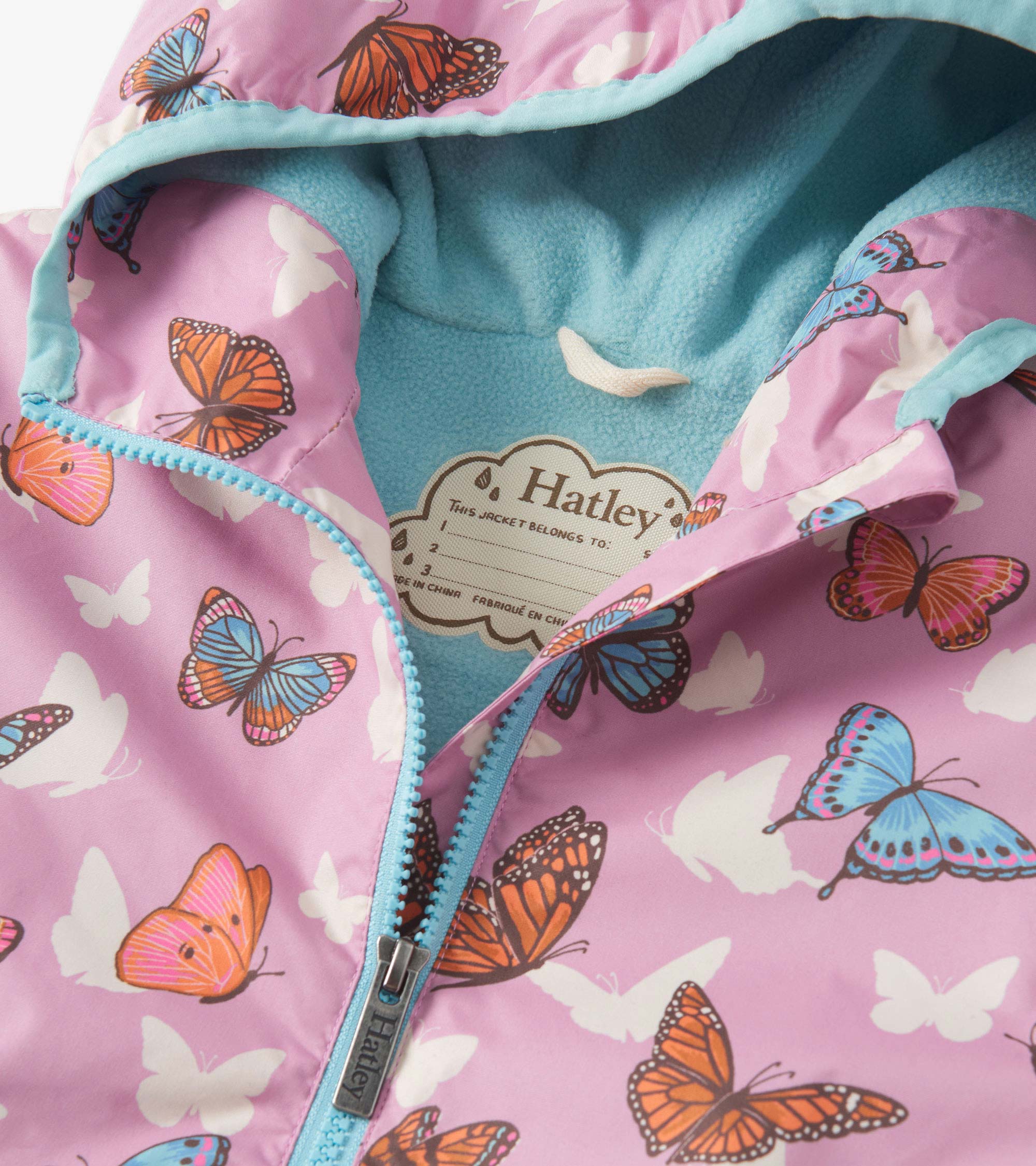 Girls Pop-Out Butterflies Zip-Up Lightweight Rain Jacket | Hatley For Girls