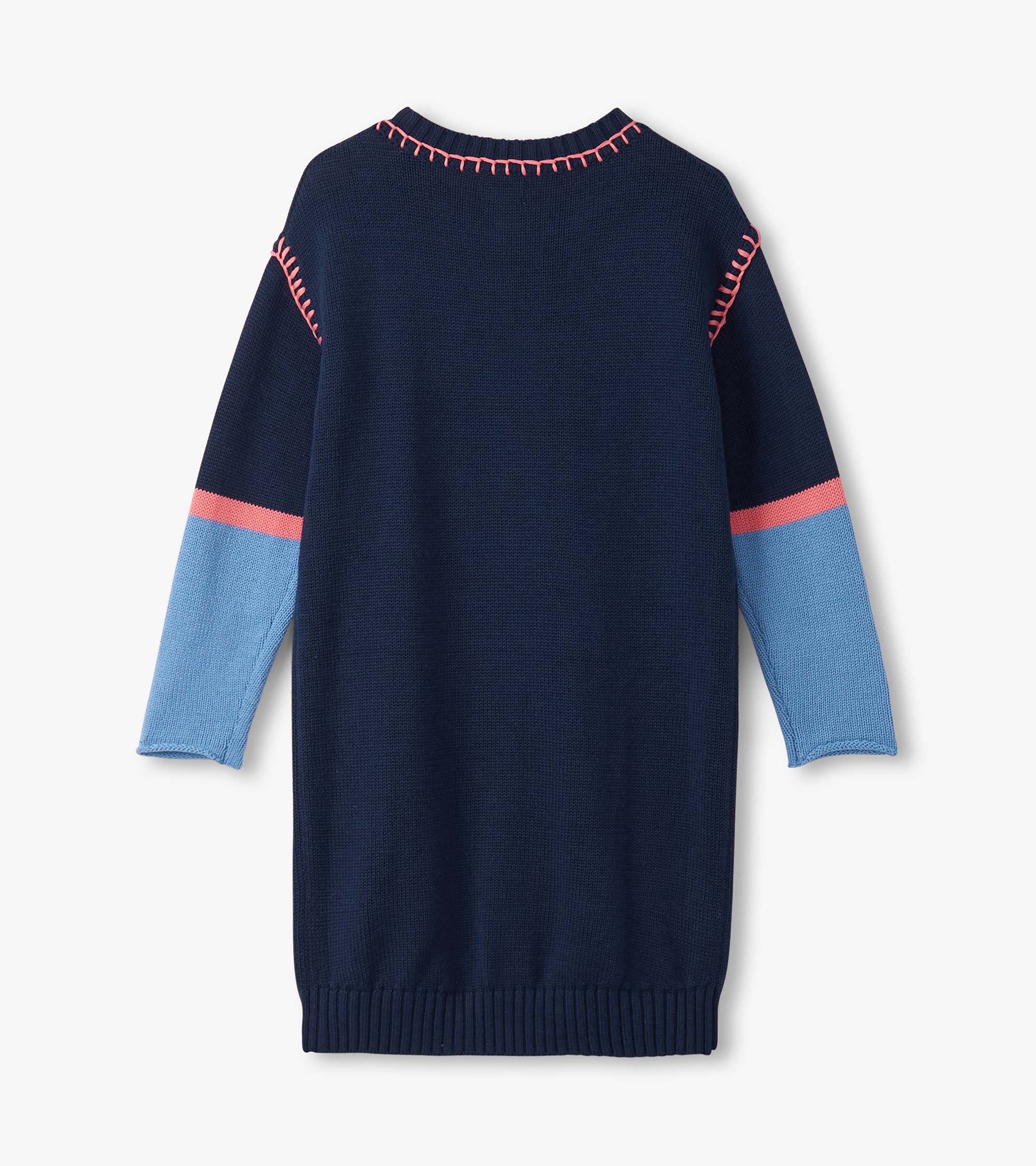 Girls Navy Flower Drop Shoulder Sweater Dress | Hatley US Girls