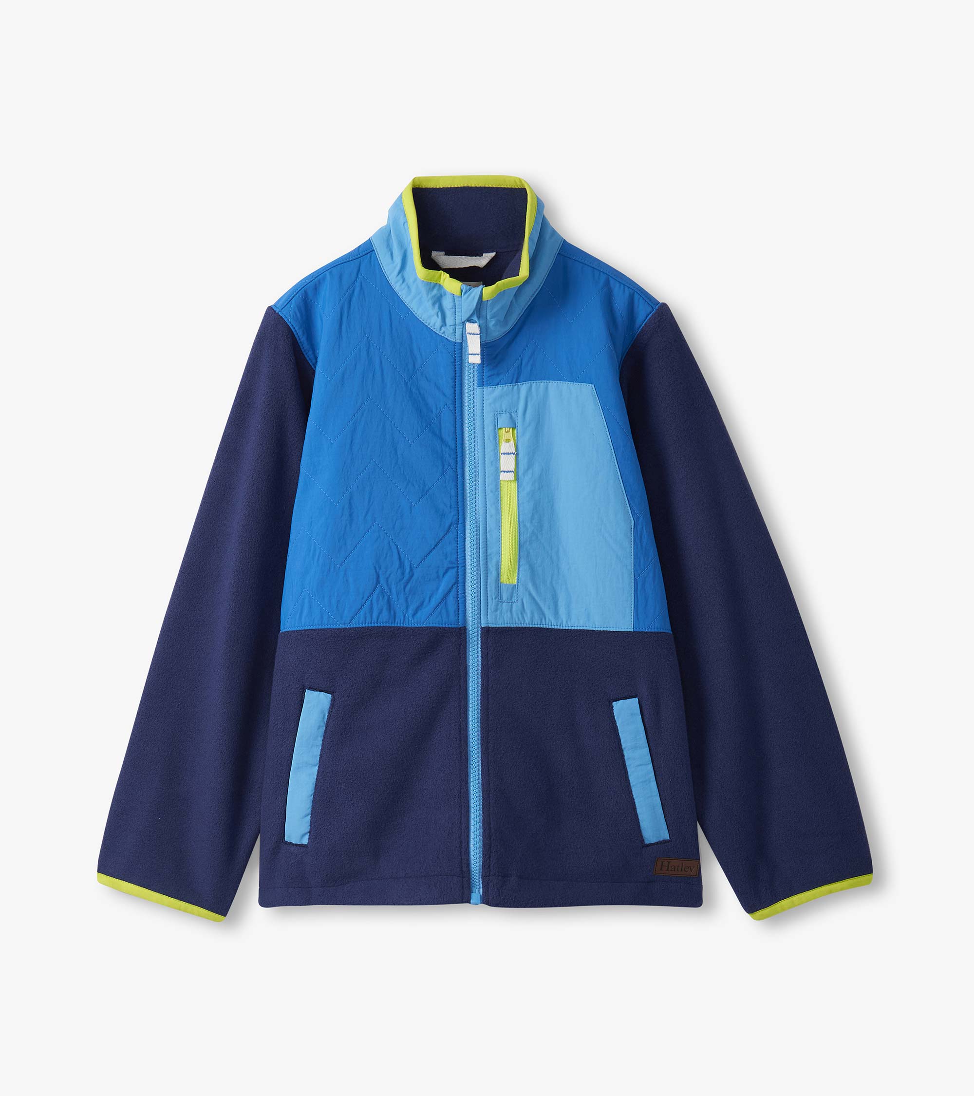 Boys Blue Color Block Polar Fleece Jacket | Hatley Boys