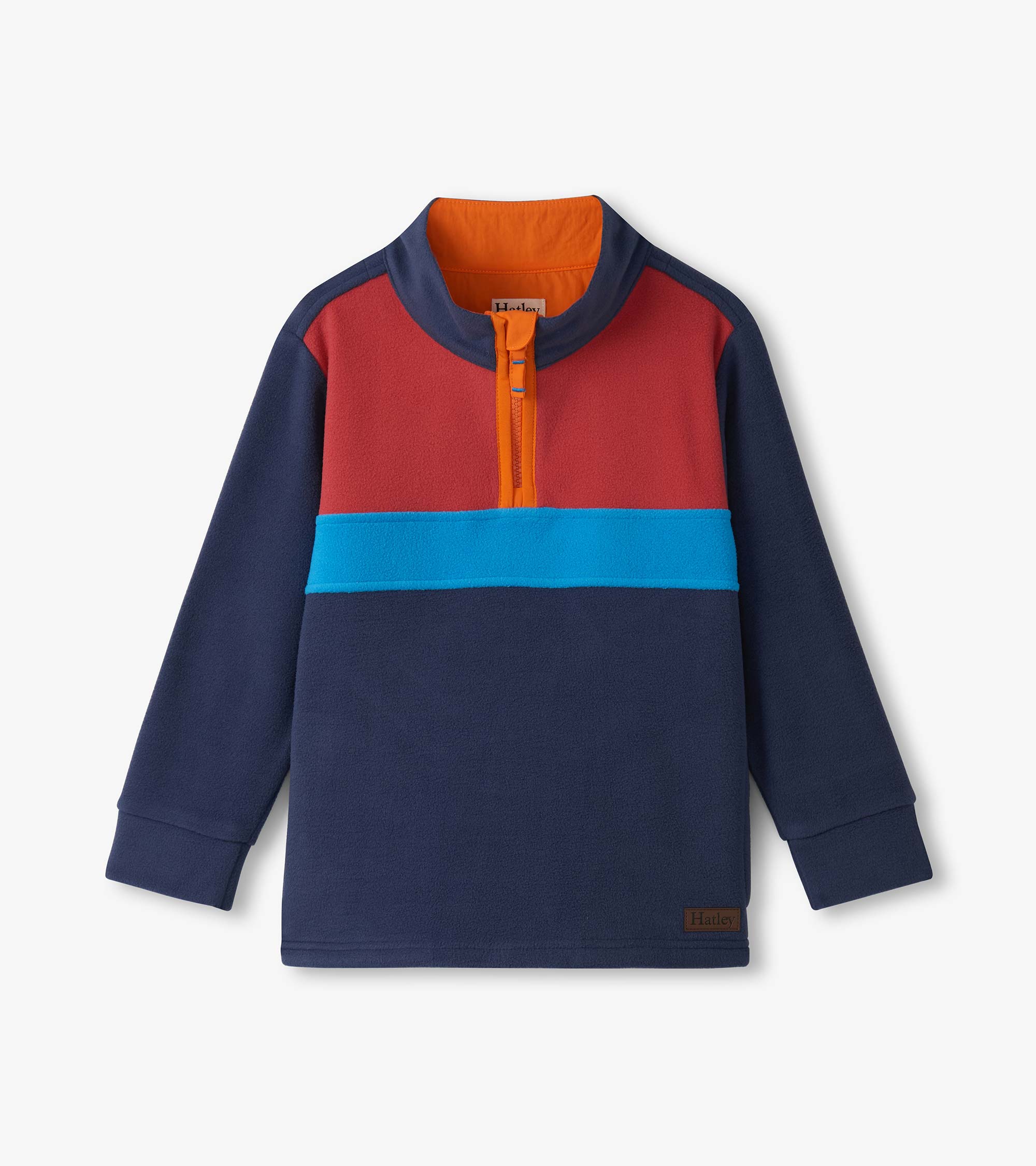 Boys Navy Color Block Fleece 1/4 Zip Mockneck | Hatley Outlet Boys