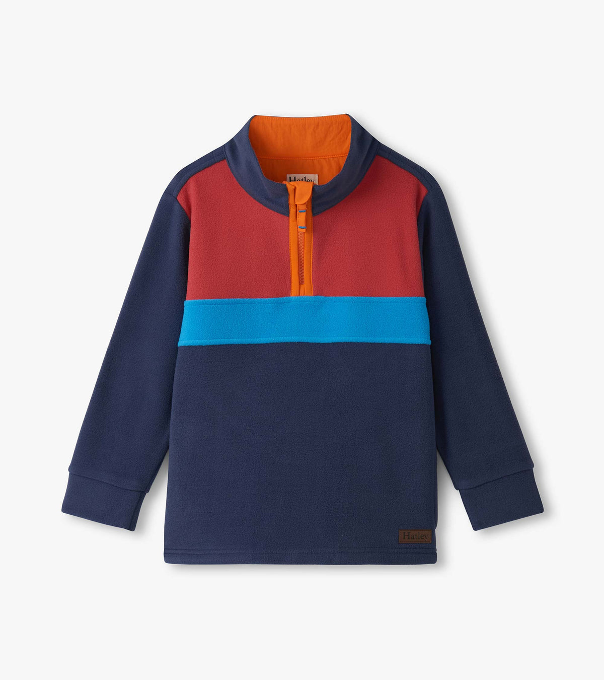 Boys Navy Color Block Fleece 1/4 Zip Mockneck | Hatley Outlet Boys